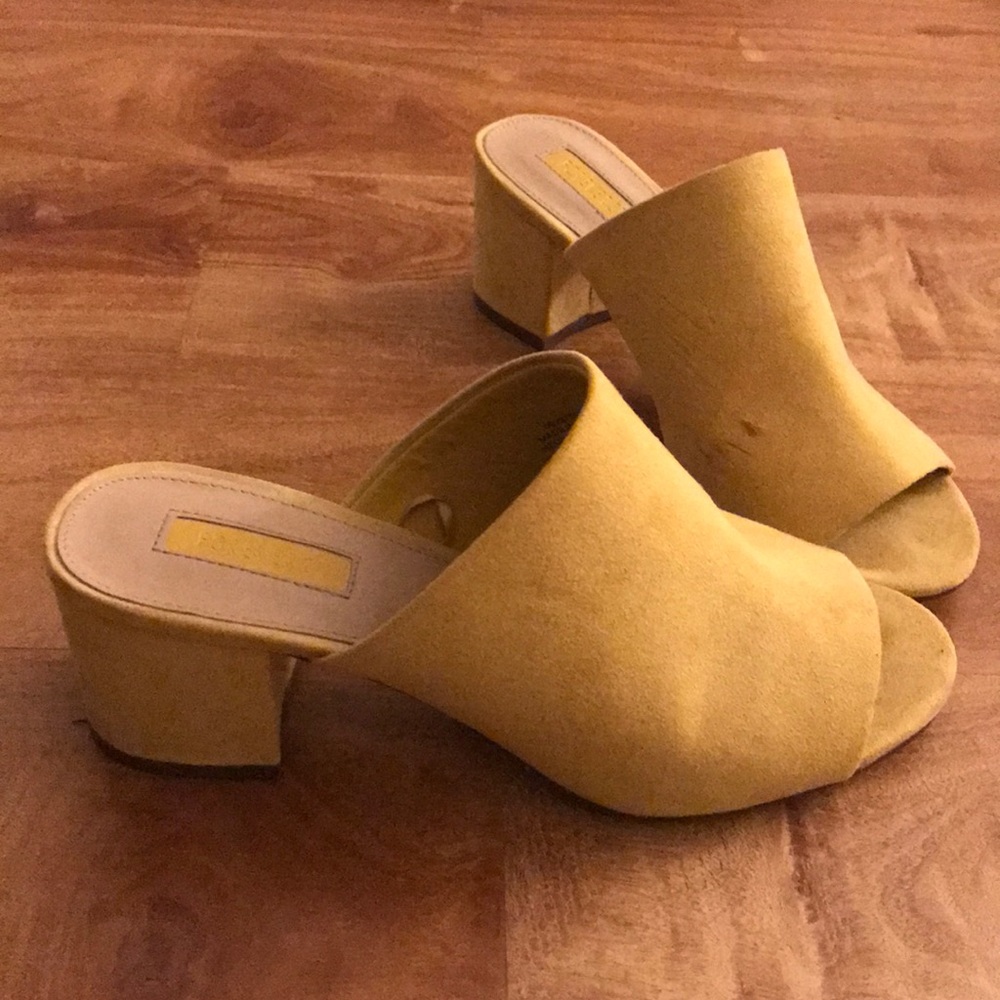 Faux Suede Yellow Mules